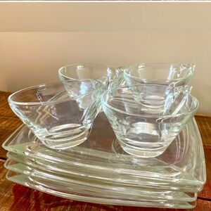 Vintage 8 pc Glass Luncheon/Dessert Set Vanity Hazel Atlas Brand ❤️